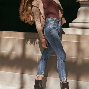 Agolde Distressed Light Blue High-Rise Skinny Jeans